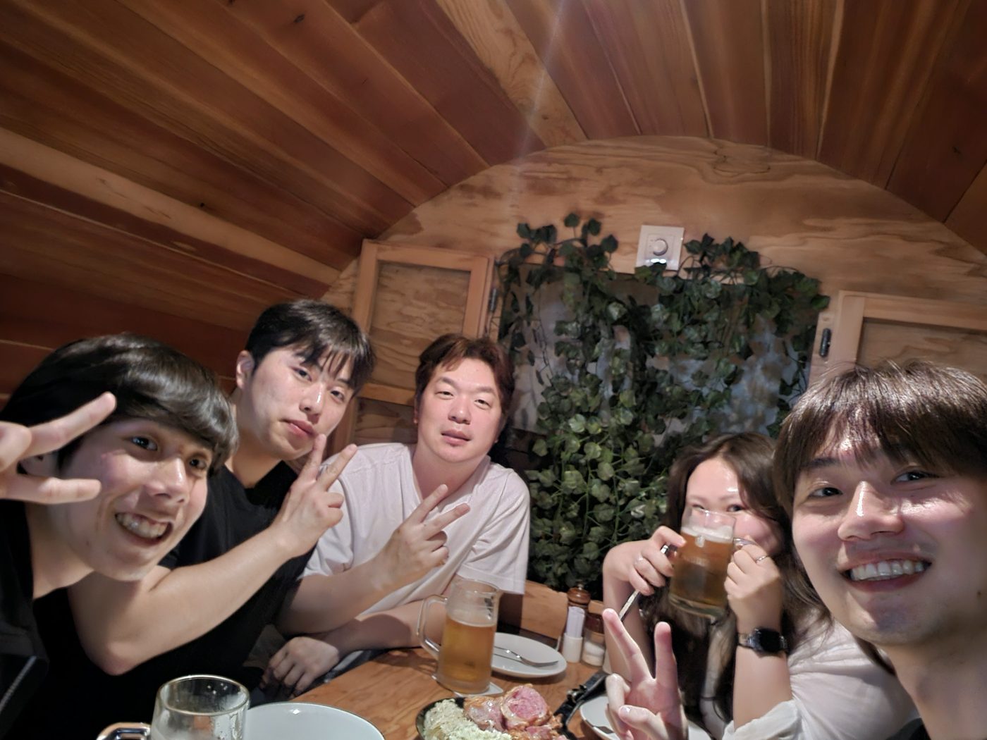 Beers with the whole group after the meeting.