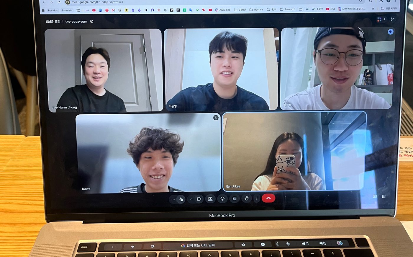 A summer lab meeting, everyone dialling in.